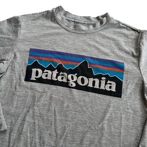 Patagonia Kids XS 5-6 Capilene Cool Daily Long Sleeve Shirt Grey P-6 Logo